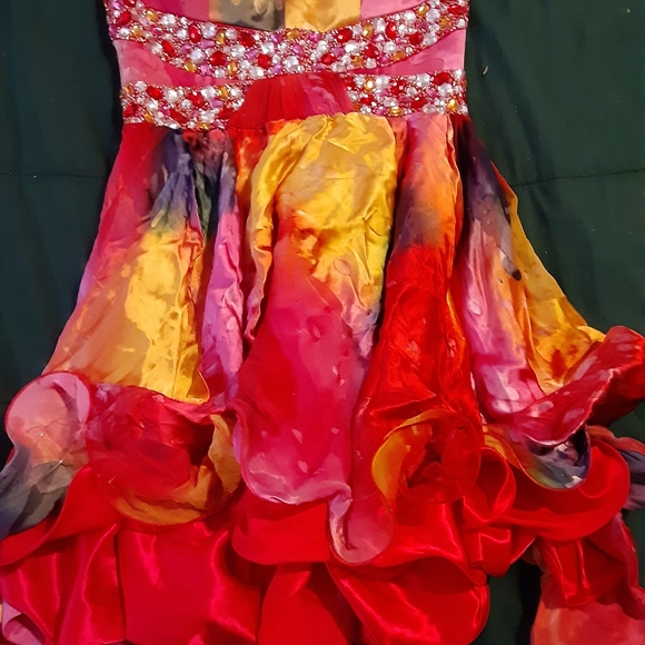 Rainbow Strapless Short Blush Prom Formal Dress - Picture 2 of 8